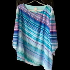 Chico's Blue Teal Purple Striped Tunic